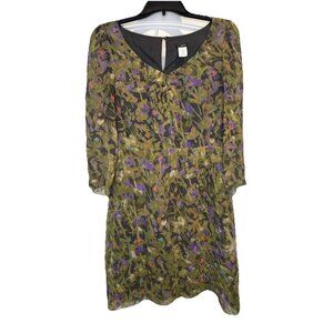 J Crew Women’s Floral Sheath Above Knee 3/4 Sleeve Silk Lined Dress Sz 8
